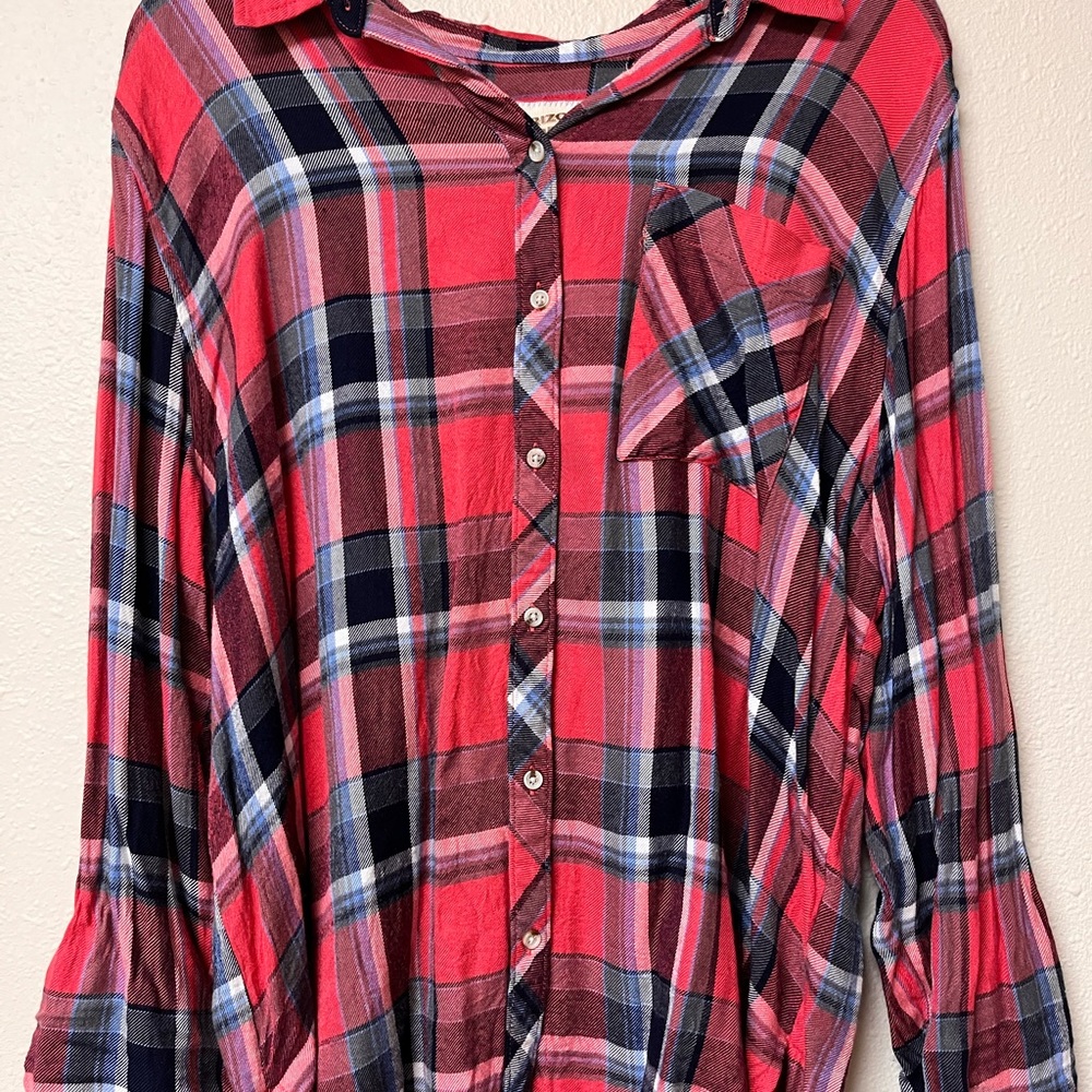 Arizona Jean Co. red & navy blue flannel - Picture 5 of 7